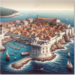 Dubrovnik Illustration Croatia Posters and Art